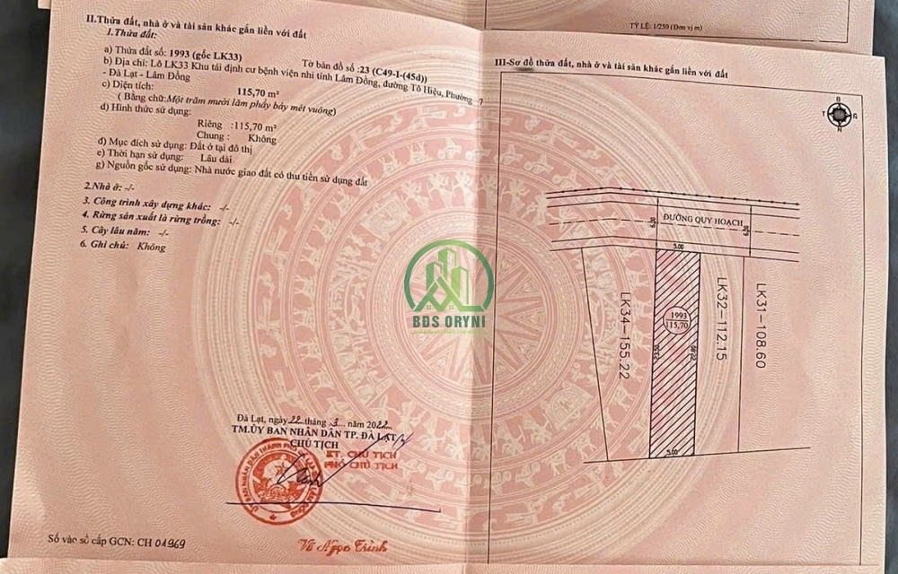 CẦN BÁN ĐẤT KHU TÁI ĐỊNH CƯ BỆNH VIỆN NHI LÂM ĐỒNG - PHƯỜNG 7 - ĐÀ LẠT - LÂM ĐỒNG