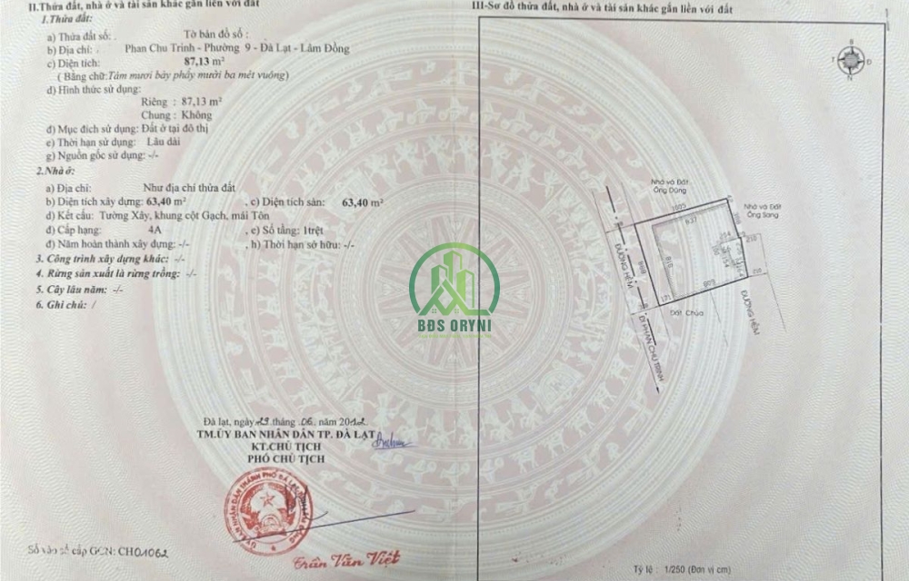 BÁN NHÀ SỔ RIÊNG XÂY DỰNG – Ô TÔ ĐẬU TRONG SÂN – PHƯỜNG 9,ĐÀ LẠT 